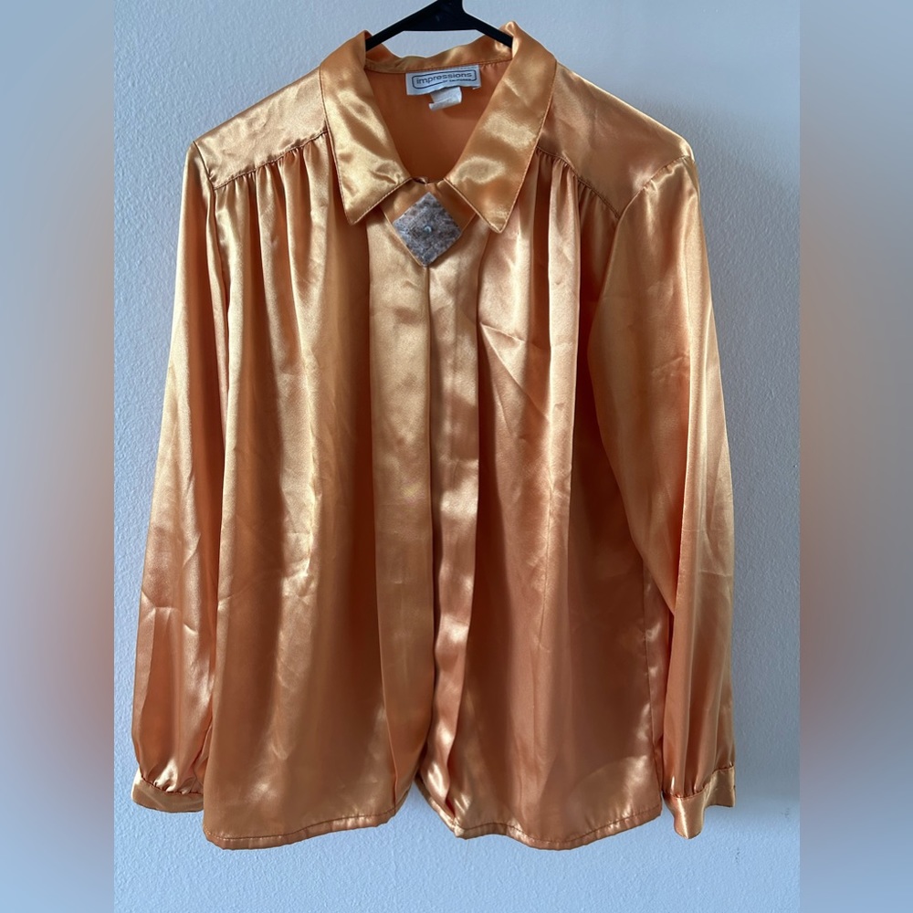 IMPRESSIONS OF CALIFORNIA - Vintage Gold Long Sleeve Blouse - Size Medium
